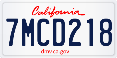 CA license plate 7MCD218