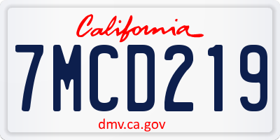 CA license plate 7MCD219