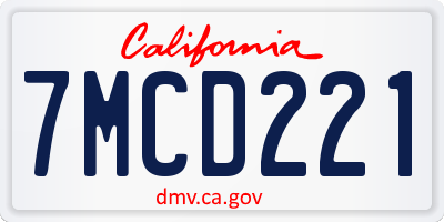 CA license plate 7MCD221