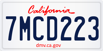 CA license plate 7MCD223