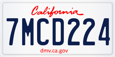 CA license plate 7MCD224