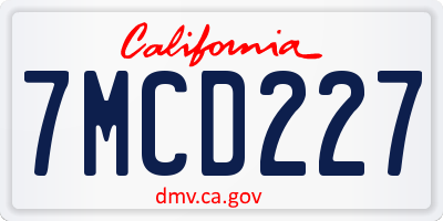 CA license plate 7MCD227