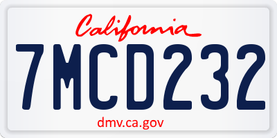 CA license plate 7MCD232