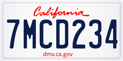 CA license plate 7MCD234