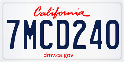 CA license plate 7MCD240