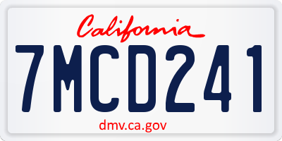 CA license plate 7MCD241