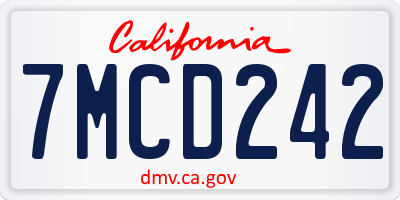 CA license plate 7MCD242