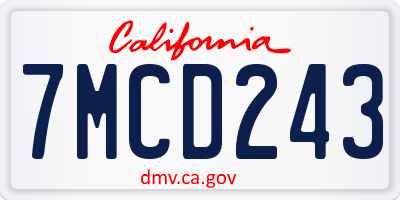 CA license plate 7MCD243