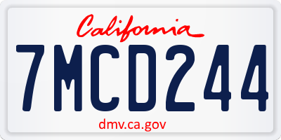 CA license plate 7MCD244