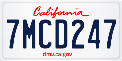 CA license plate 7MCD247
