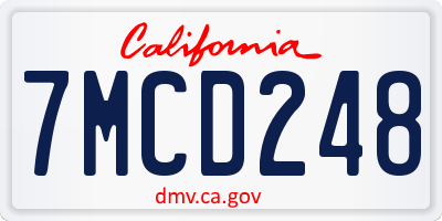 CA license plate 7MCD248