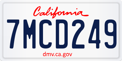 CA license plate 7MCD249