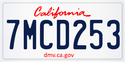 CA license plate 7MCD253