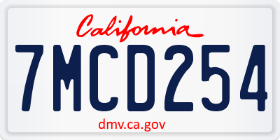 CA license plate 7MCD254