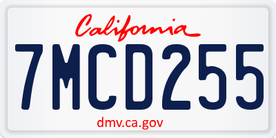 CA license plate 7MCD255