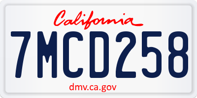 CA license plate 7MCD258
