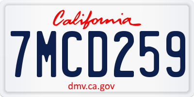CA license plate 7MCD259