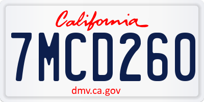 CA license plate 7MCD260