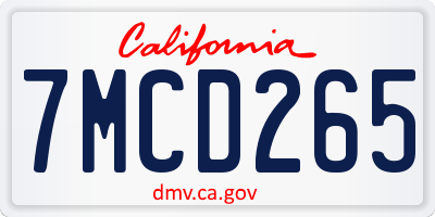 CA license plate 7MCD265