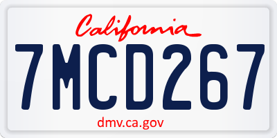 CA license plate 7MCD267