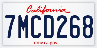 CA license plate 7MCD268