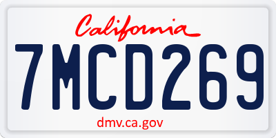 CA license plate 7MCD269