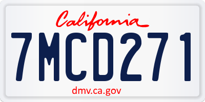 CA license plate 7MCD271