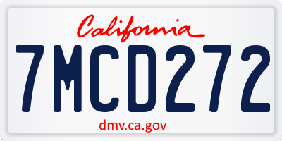CA license plate 7MCD272