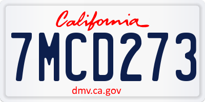 CA license plate 7MCD273