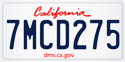 CA license plate 7MCD275
