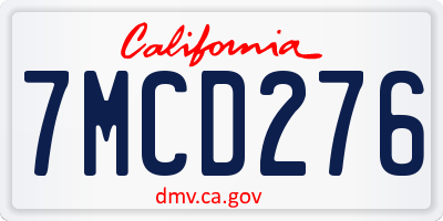 CA license plate 7MCD276