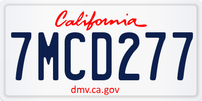 CA license plate 7MCD277