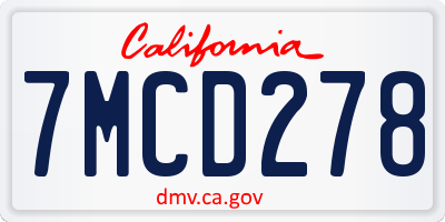 CA license plate 7MCD278
