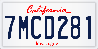 CA license plate 7MCD281
