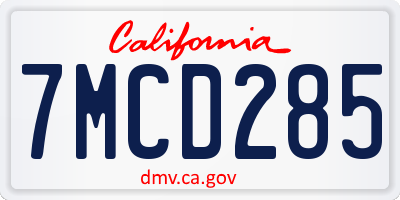 CA license plate 7MCD285