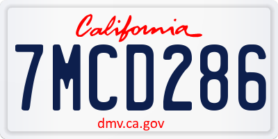 CA license plate 7MCD286