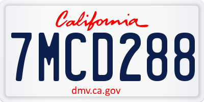 CA license plate 7MCD288