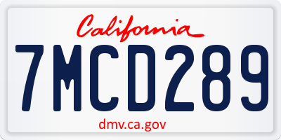CA license plate 7MCD289