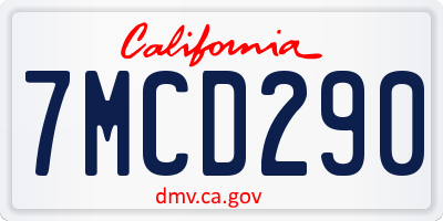 CA license plate 7MCD290