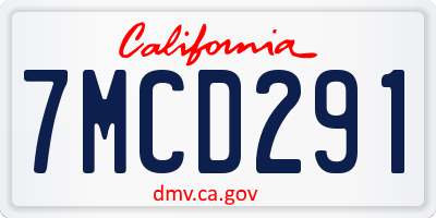 CA license plate 7MCD291