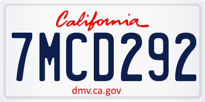 CA license plate 7MCD292