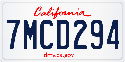 CA license plate 7MCD294