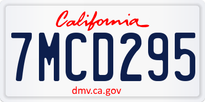 CA license plate 7MCD295