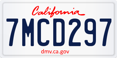 CA license plate 7MCD297
