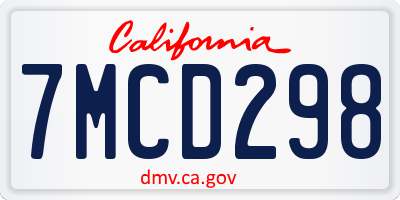 CA license plate 7MCD298