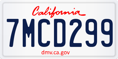 CA license plate 7MCD299