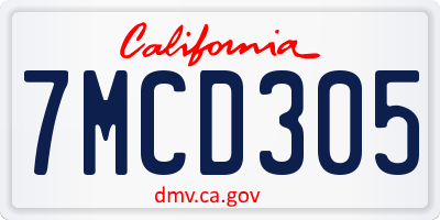 CA license plate 7MCD305