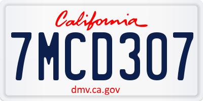 CA license plate 7MCD307
