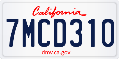 CA license plate 7MCD310
