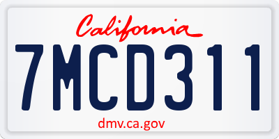CA license plate 7MCD311